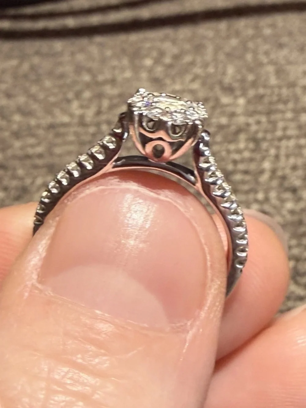 Sparkling White .97CTW Diamond Cluster Ring 14k White Gold Band